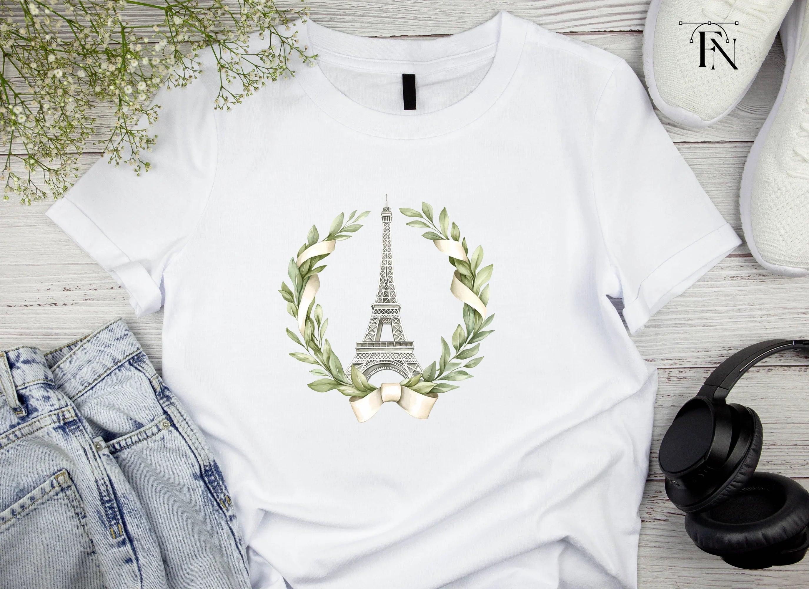 Eiffel Tower Wreath Clipart Bundle