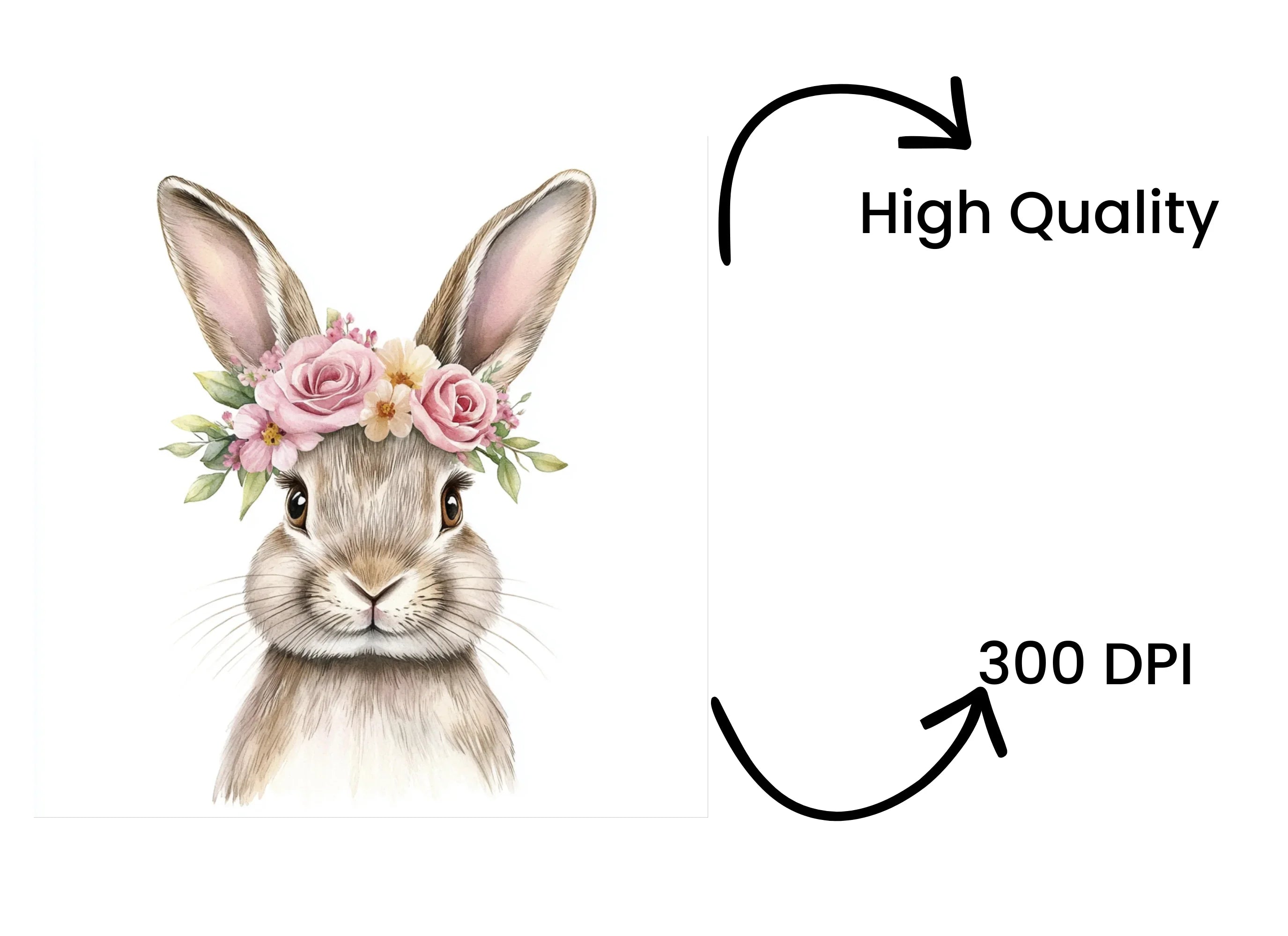 Bunny Faces with Flower Crowns Clipart Bundle