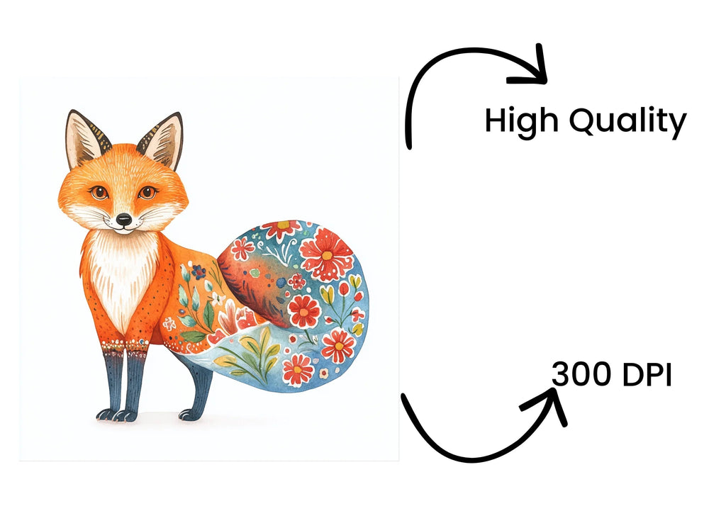 Vibrant Folk Fox Clipart Bundle