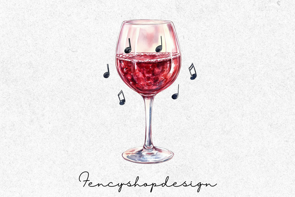 Wine Music Notes Clipart Bundle