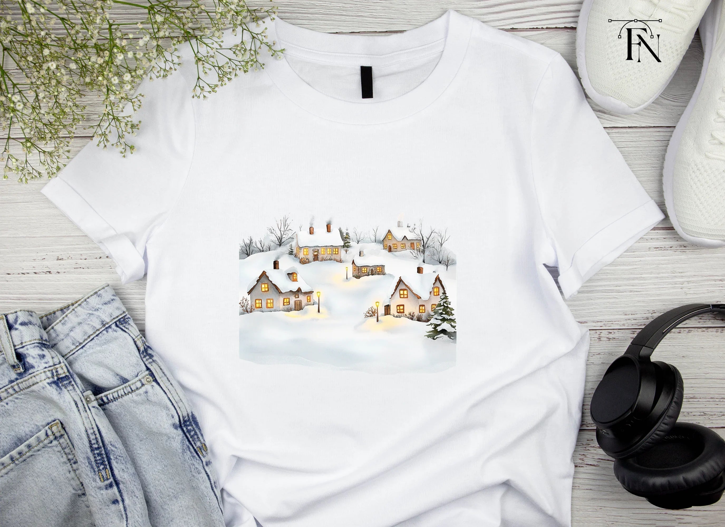 Snowy Christmas Village Clipart Bundle