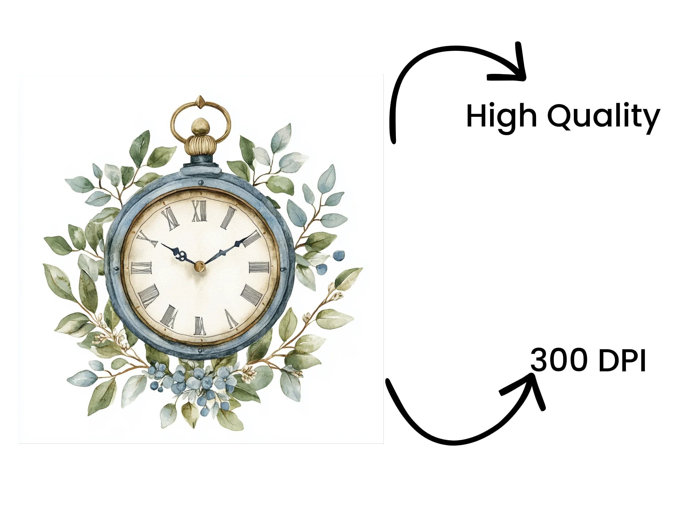 Floral Pocket Watch Clipart Bundle