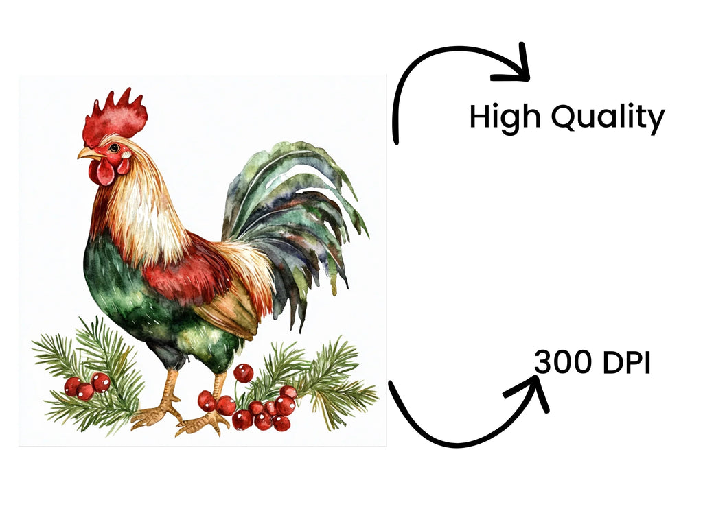 Rooster Christmas Clipart Bundle