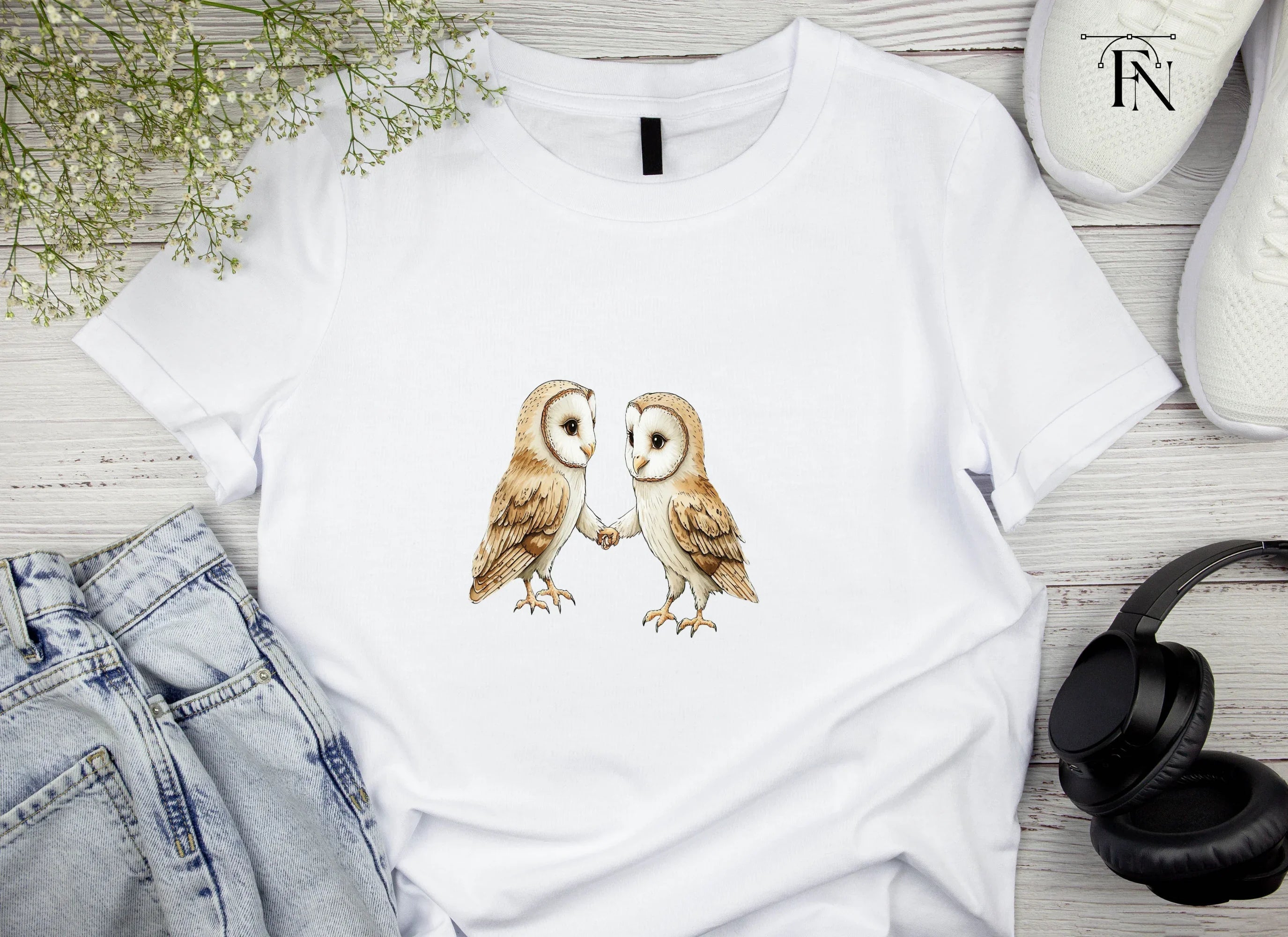 Cute Barn Owls Holding Hands Clipart Bundle