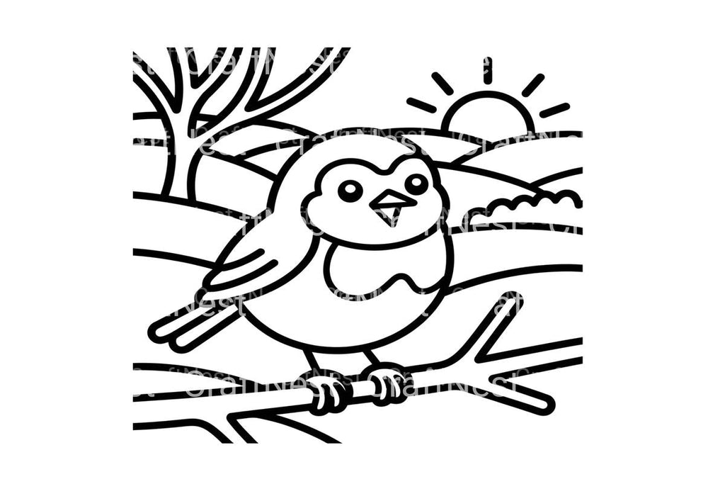 Cute Birdie Winter Scene Coloring Books