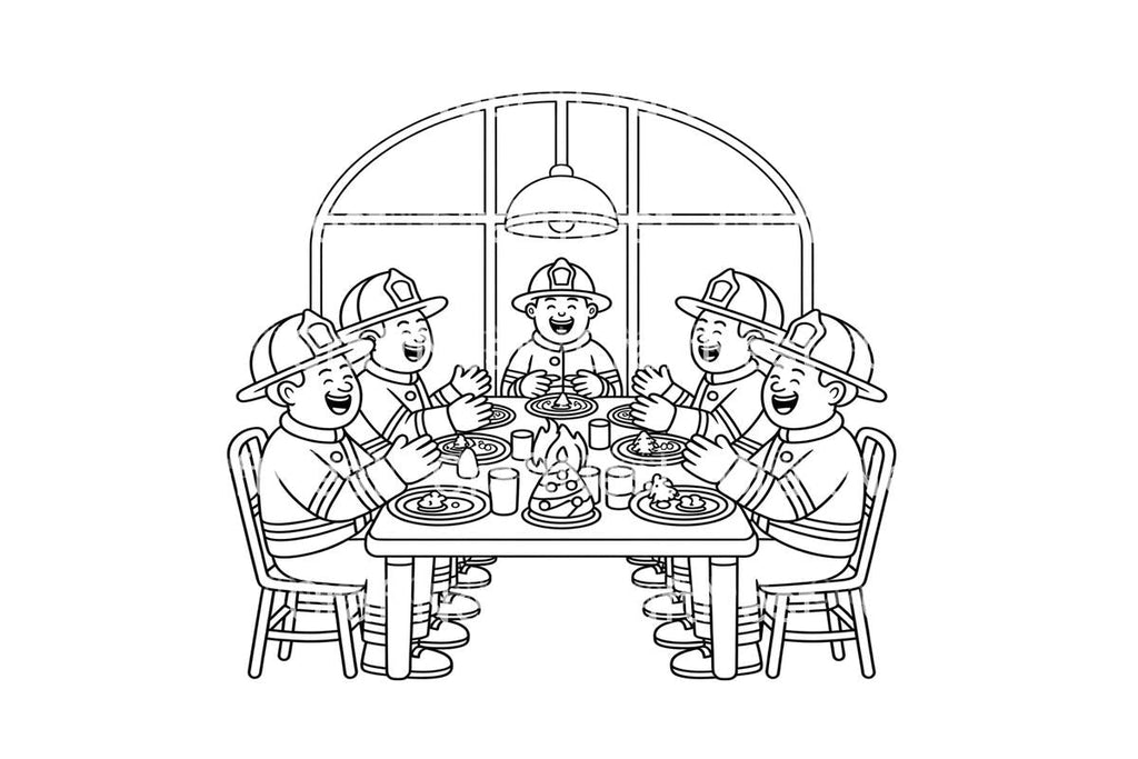 Firefighters Christmas Dinner Coloring Books