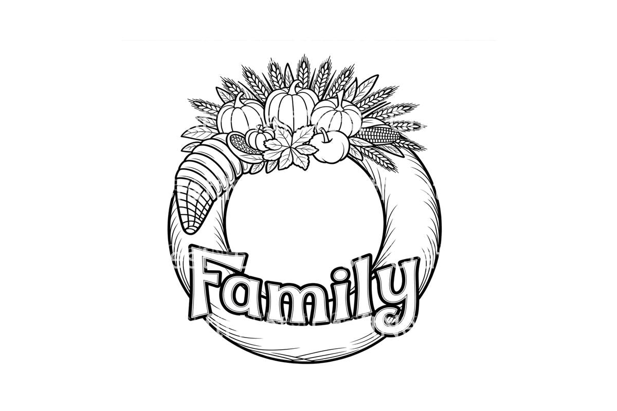 Thanksgiving Family Wreath Coloring Books
