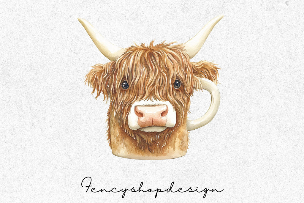 Cute Highland Cow Clipart Bundle