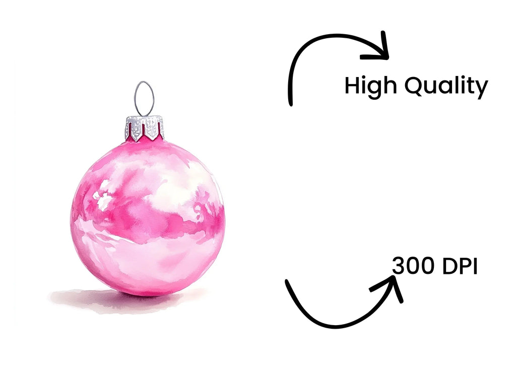 Vibrant Pink Christmas Ball Clipart Bundle