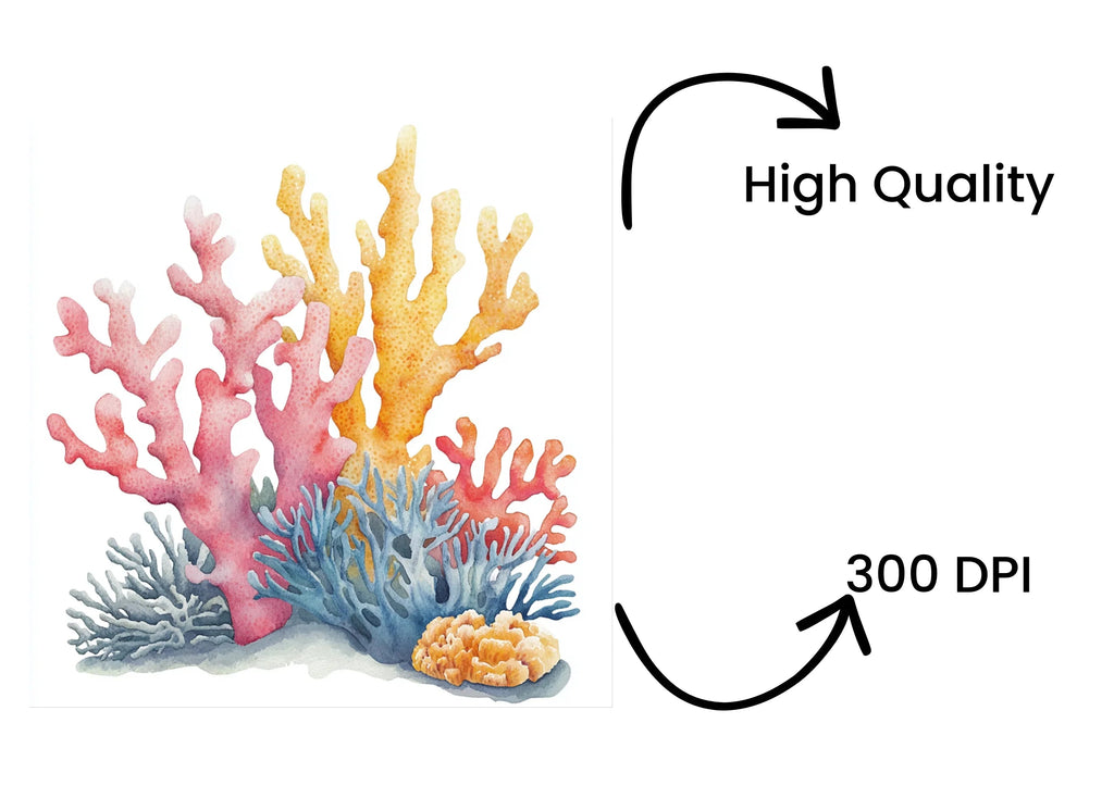 Colorful Coral Reef Elements Clipart Bundle