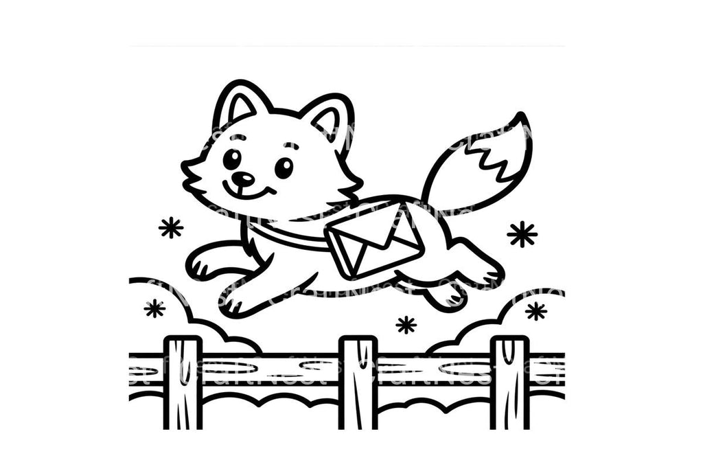 Cute Fox Winter Mail Delivery Coloring Books
