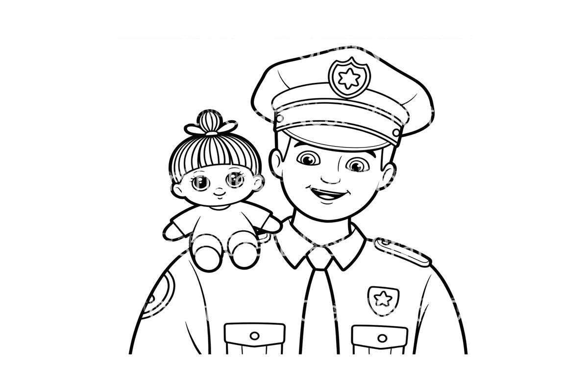 Police Officer and Doll Coloring Books