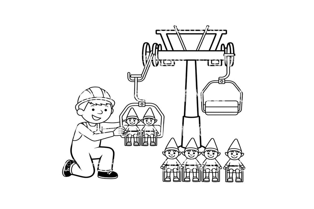 Christmas Elves Ski Lift Coloring Books