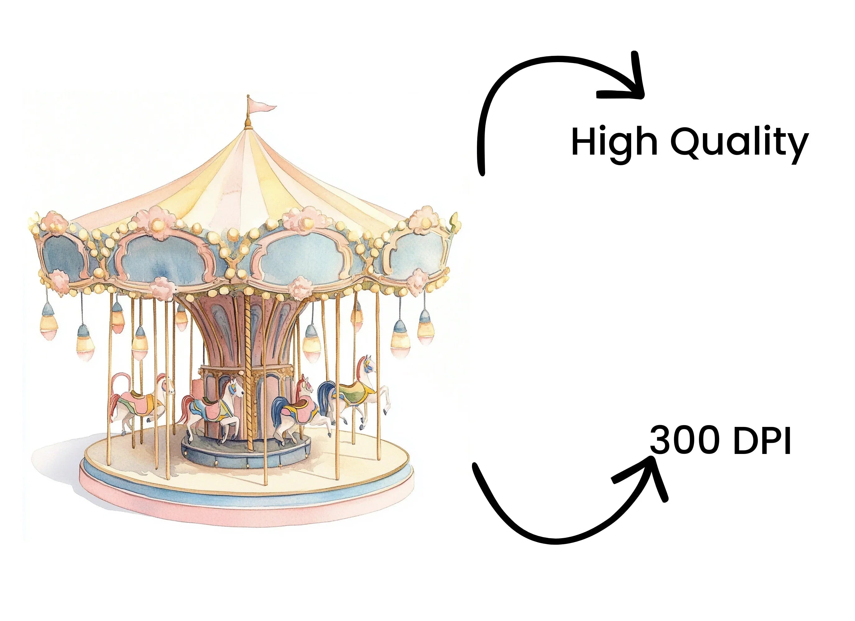 Vintage Carousel Clipart Bundle