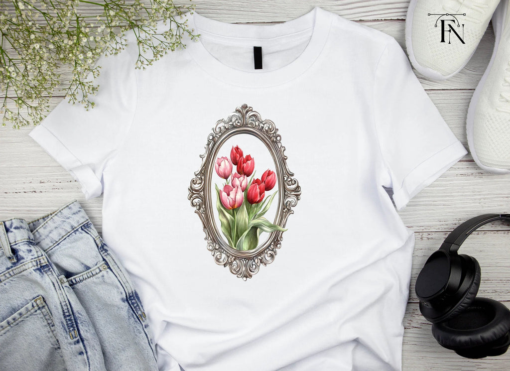 Vintage Tulip Bouquet Frame Clipart Bundle