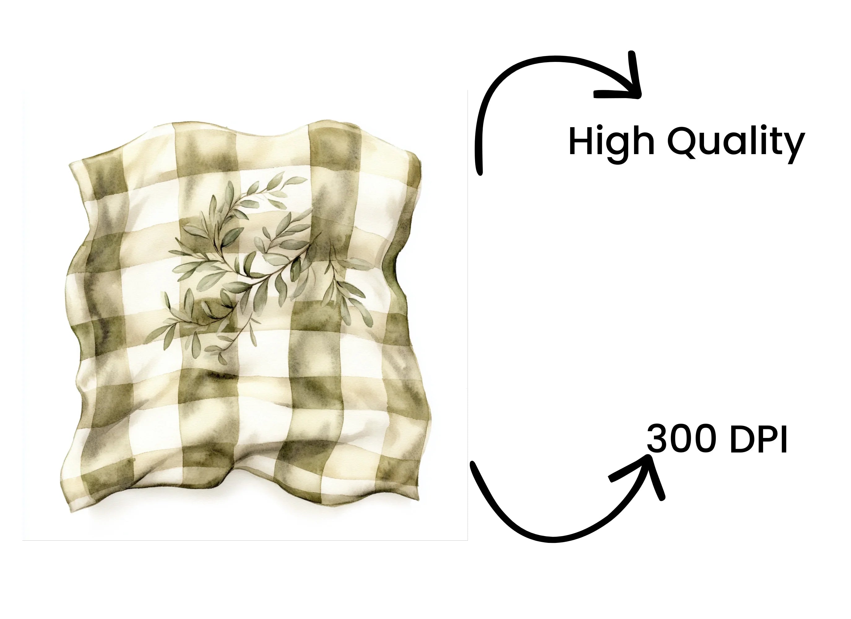 Plaid Blanket with Greenery Clipart Bundle