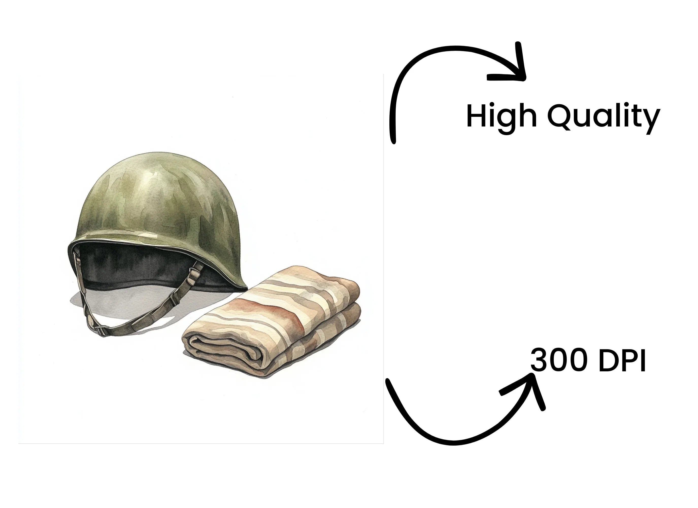 Military Helmet and Blanket Clipart Bundle