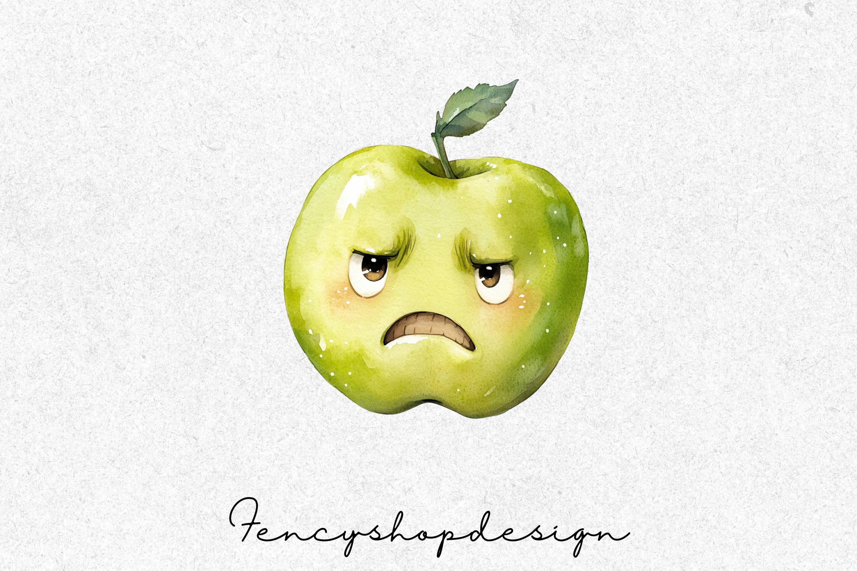 Expressive Apple Faces Clipart Bundle