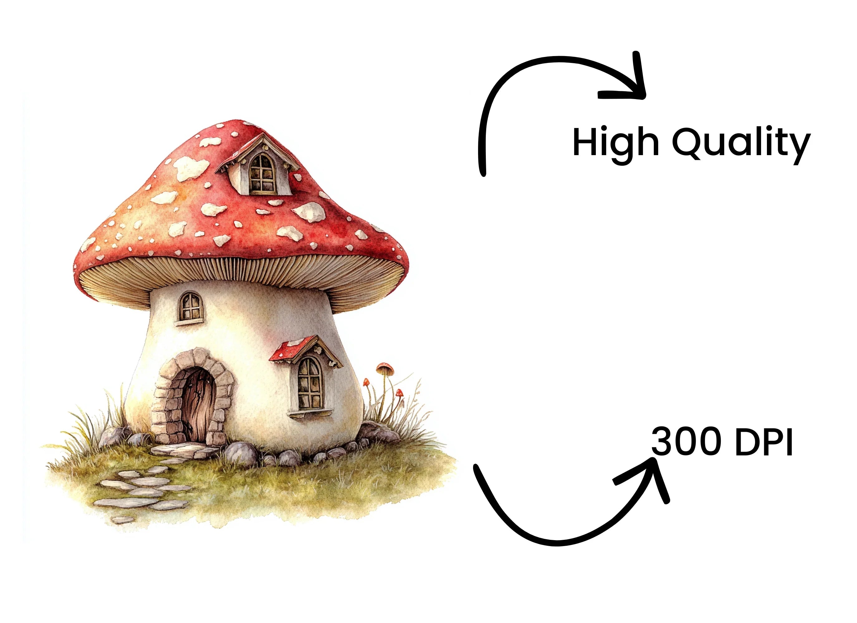 Charming Red Mushroom House Clipart Bundle