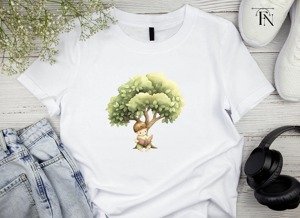 Boy Reading Under Tree Clipart Bundle