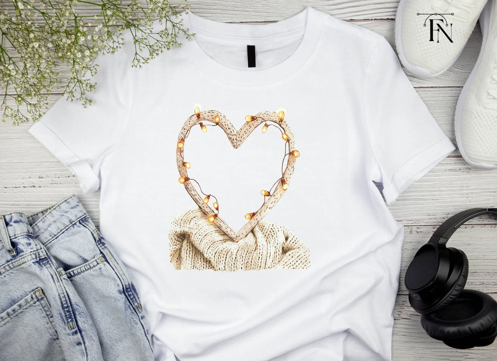 Cozy Heart Frames with Fairy Lights Clipart Bundle