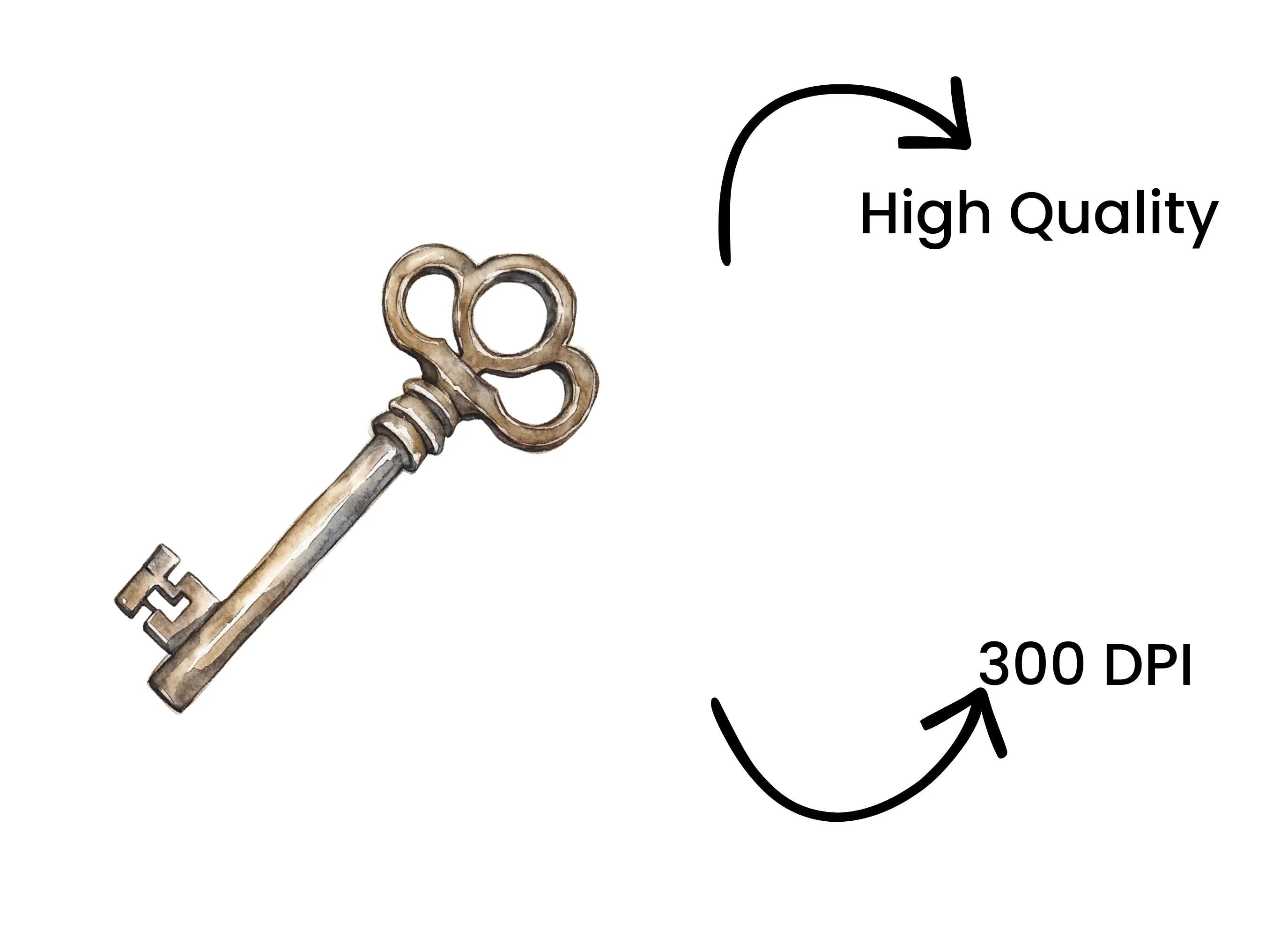 Vintage Skeleton Key Clipart Bundle