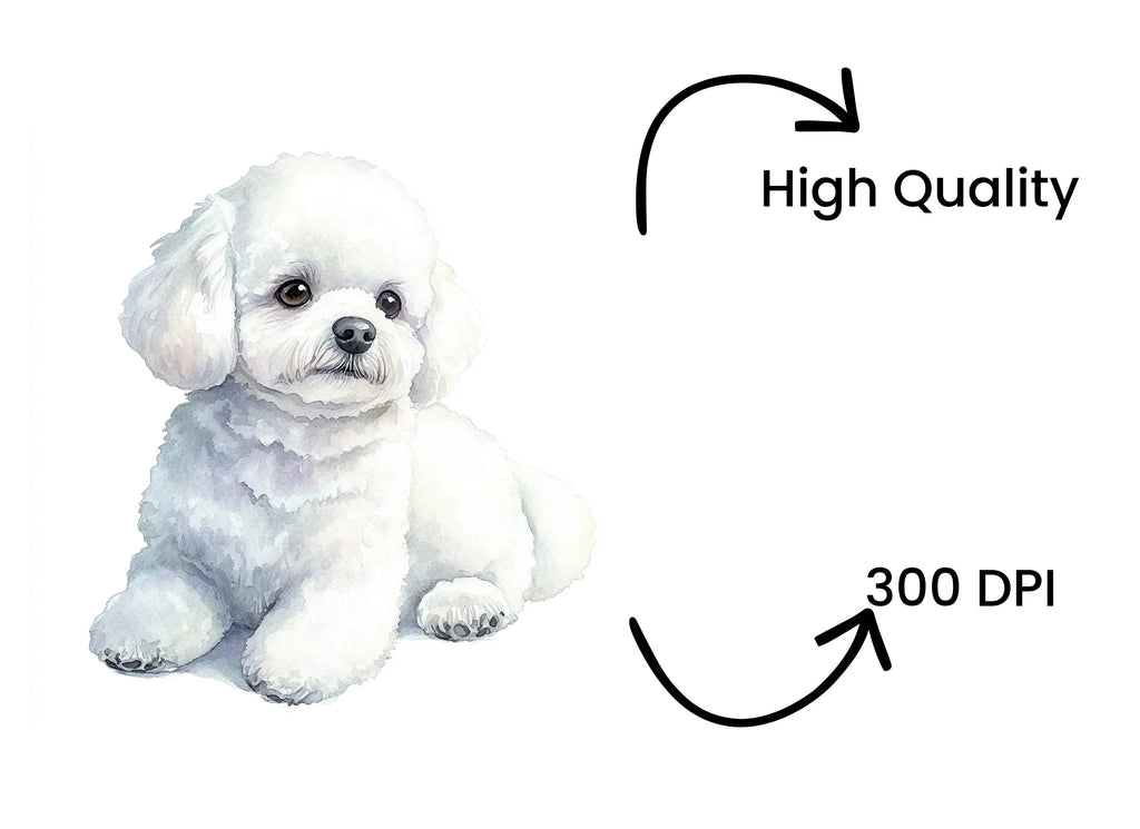 Cute Bichon Frise Puppy Clipart Bundle