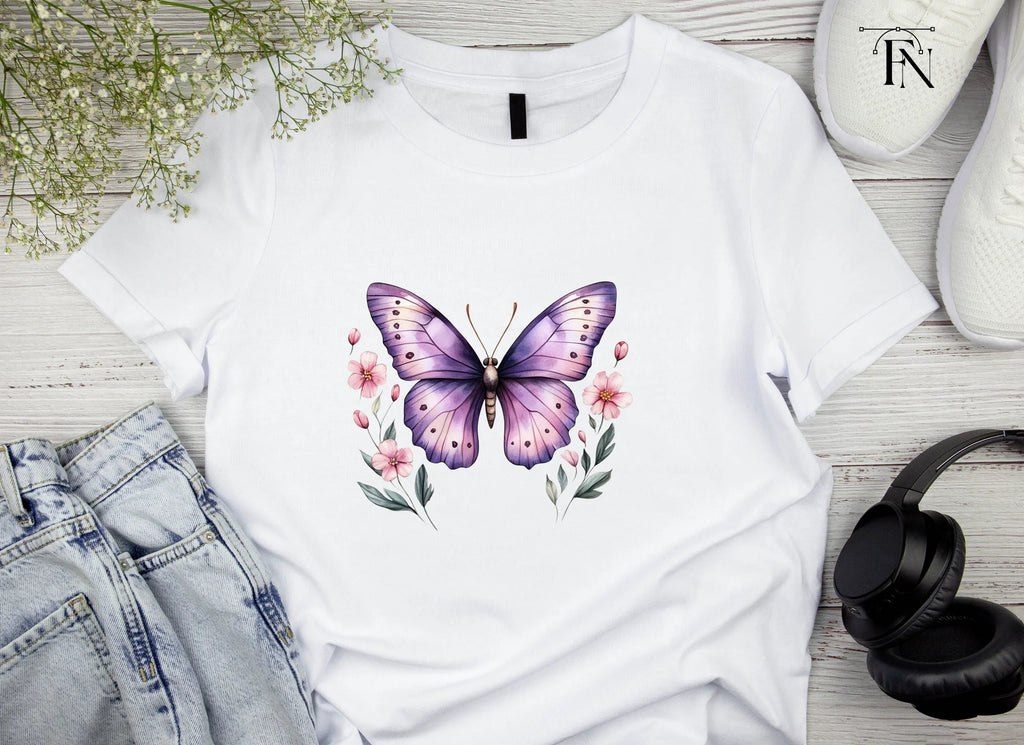 Purple Butterfly and Floral Clipart Bundle
