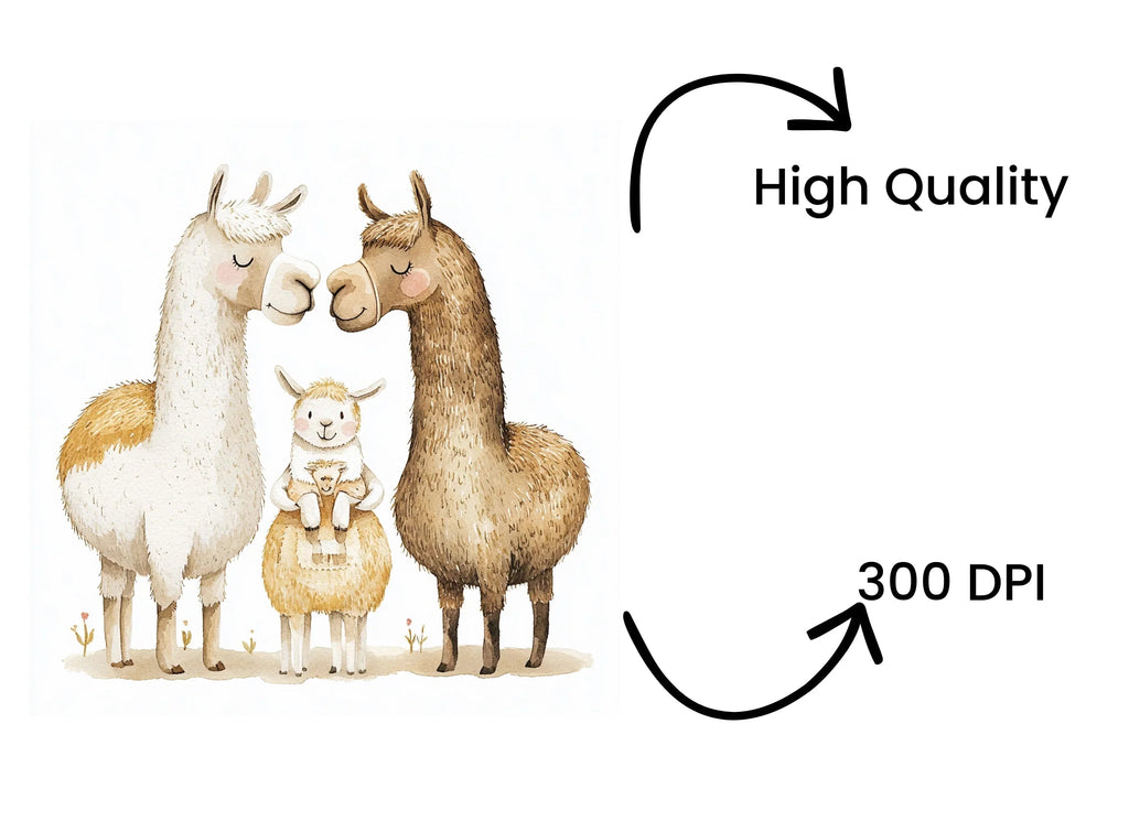 Cute Llama Family Clipart Bundle