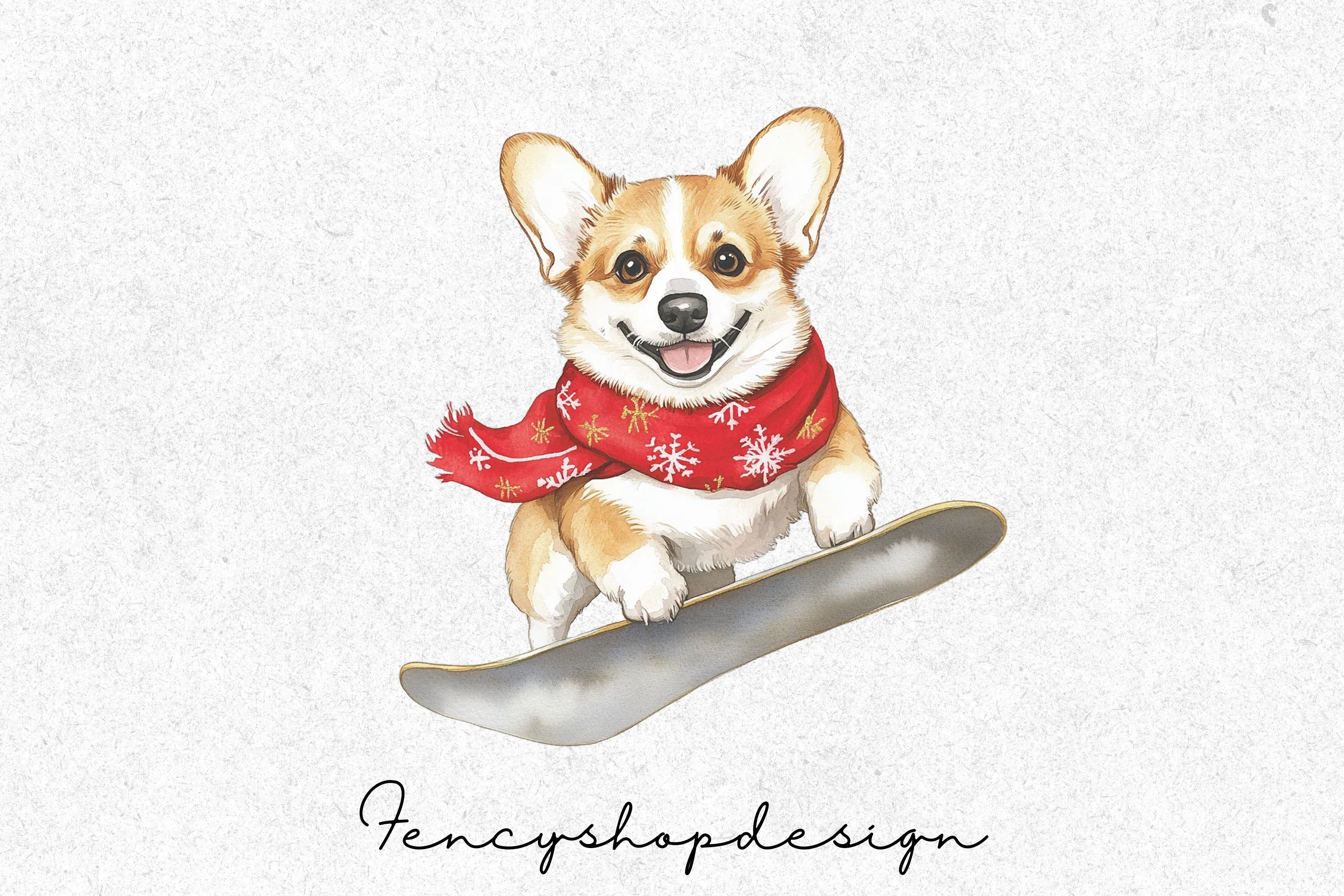 Cute Corgi Dogs Snowboarding Clipart Bundle