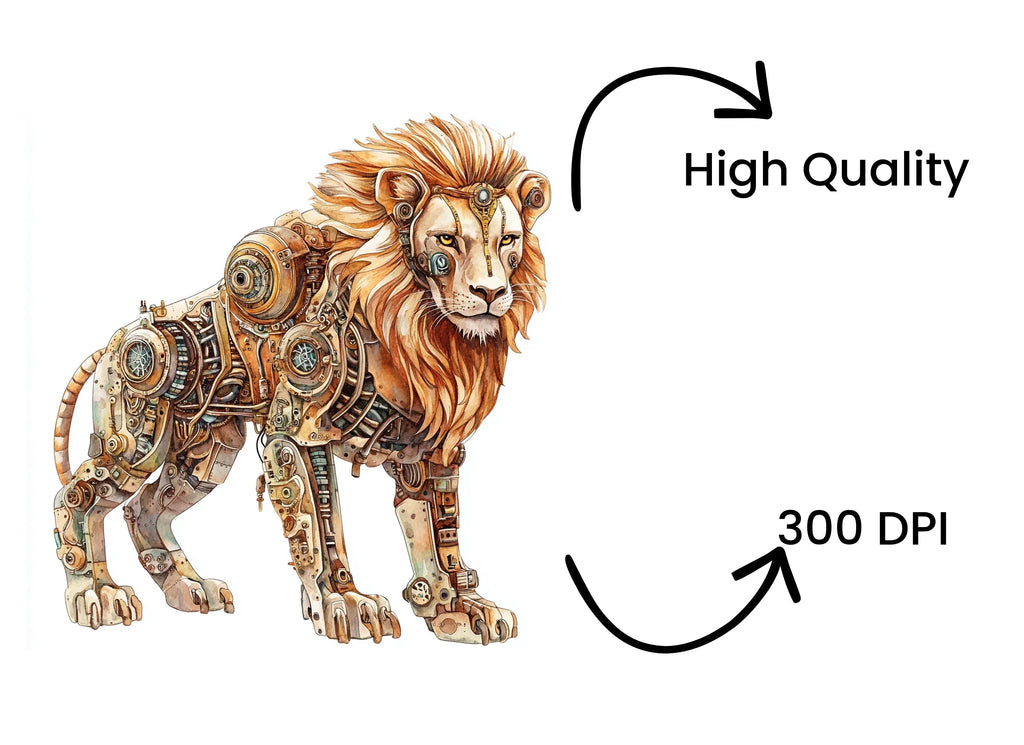 Steampunk Lion Clipart Bundle