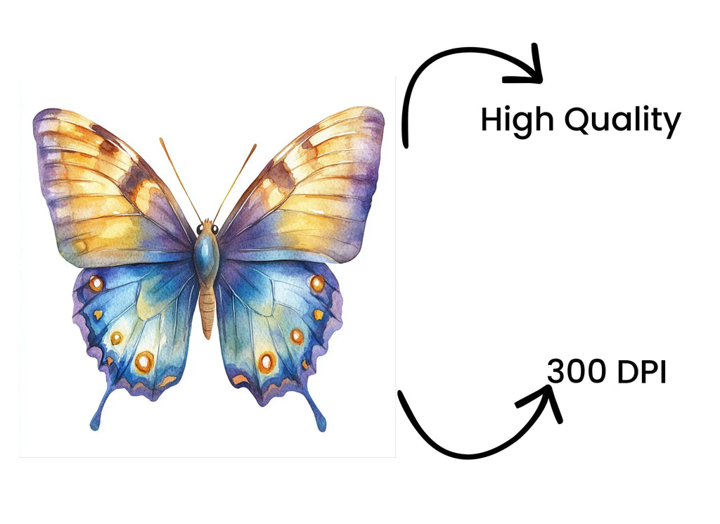 Elegant Blue and Gold Butterfly Clipart Bundle