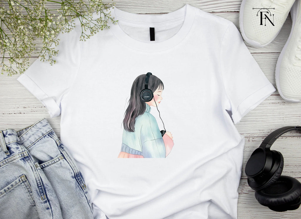 Girl Listening to Music Clipart Bundle