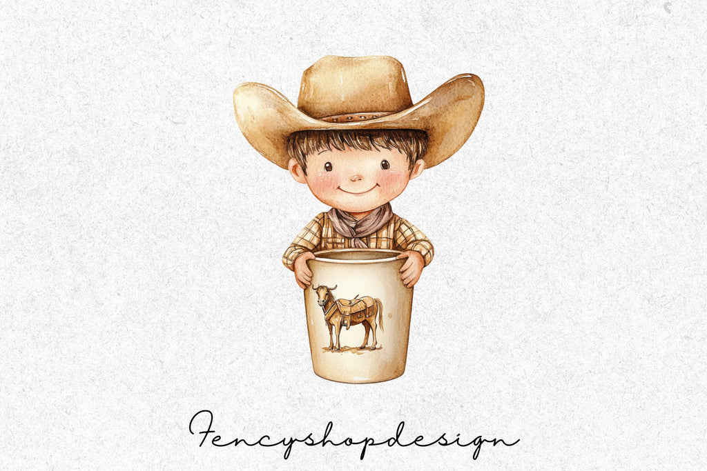 Cute Cowboy Tumbler Clipart Bundle