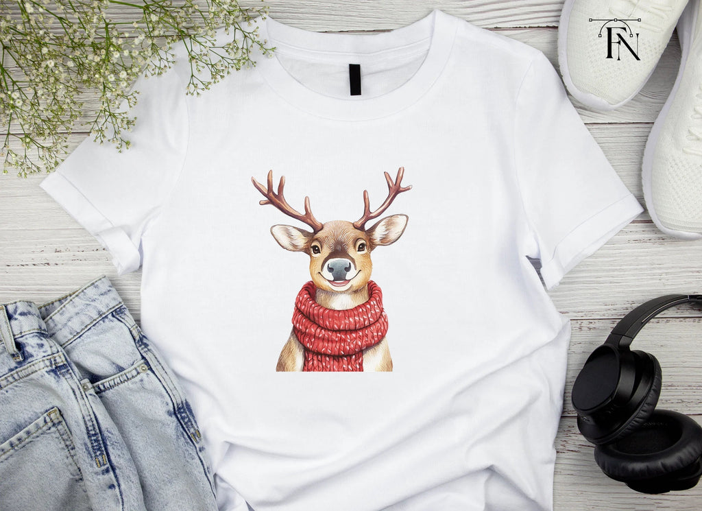 Smiling Reindeer with Red Scarf Clipart Bundle