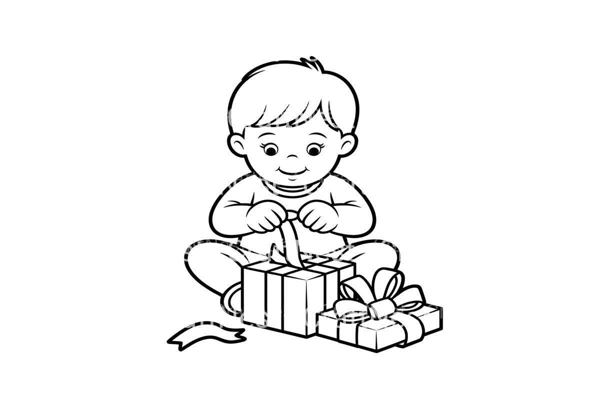 Baby Opening Christmas Gift Coloring Books