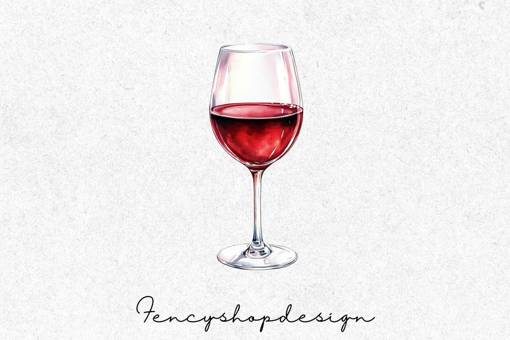 Red Wine Glasses Clipart Bundle