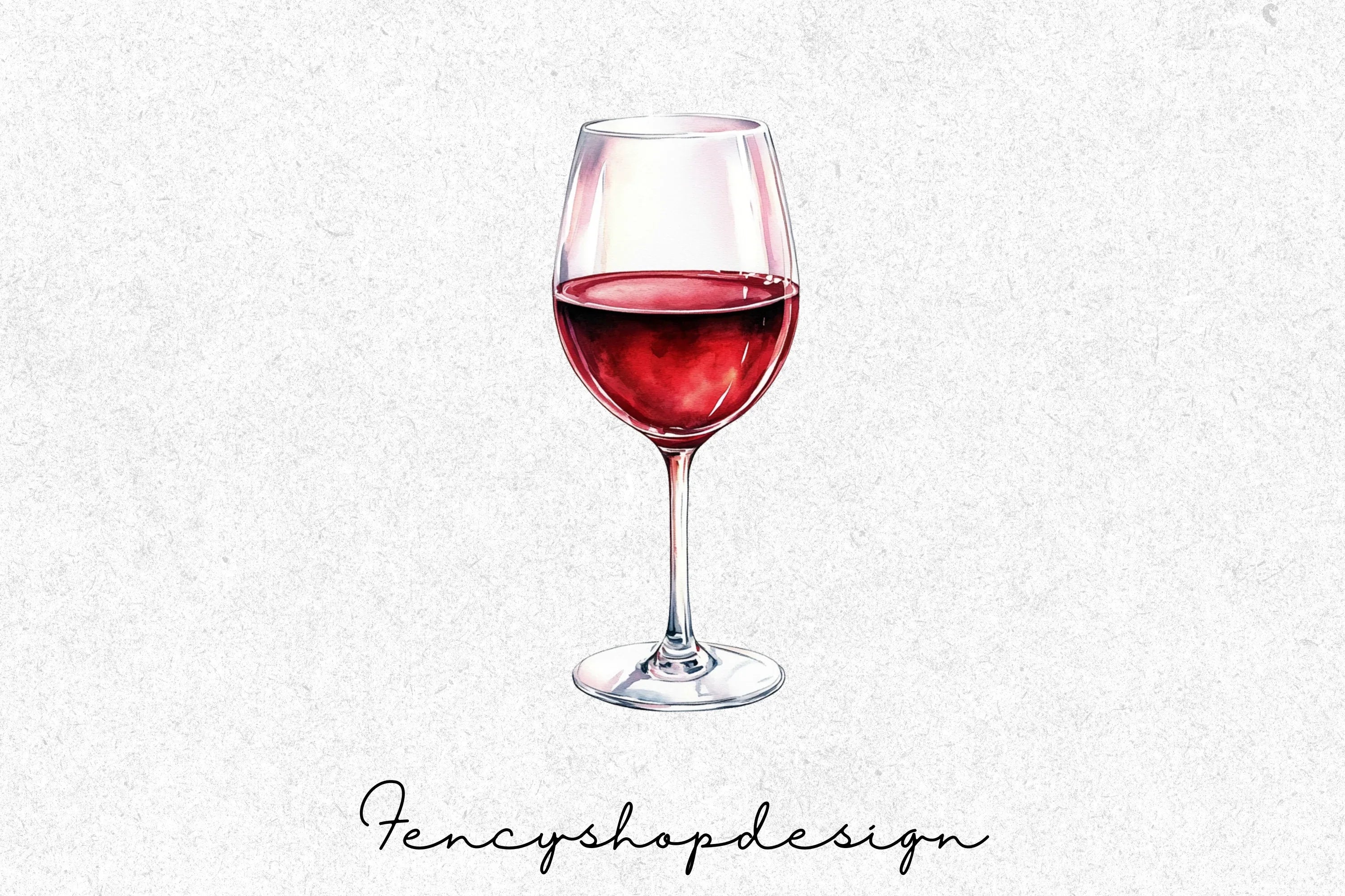 Red Wine Glasses Clipart Bundle