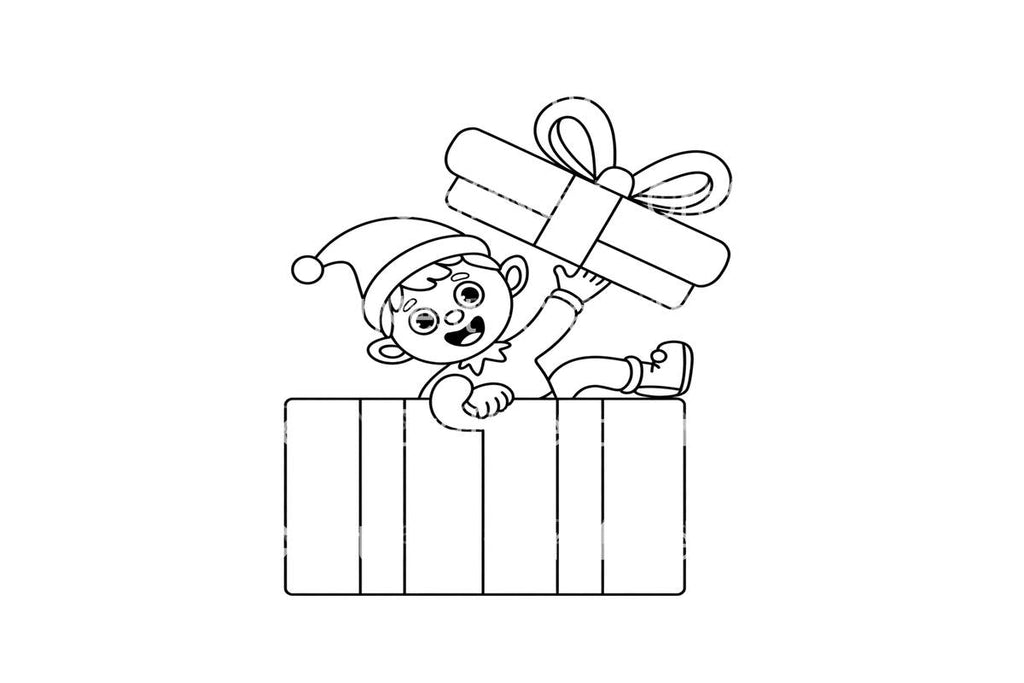 Christmas Elf With Gifts Coloring Books