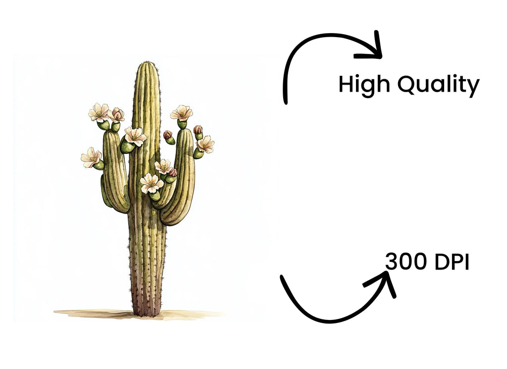 Flowering Saguaro Cactus Clipart Bundle
