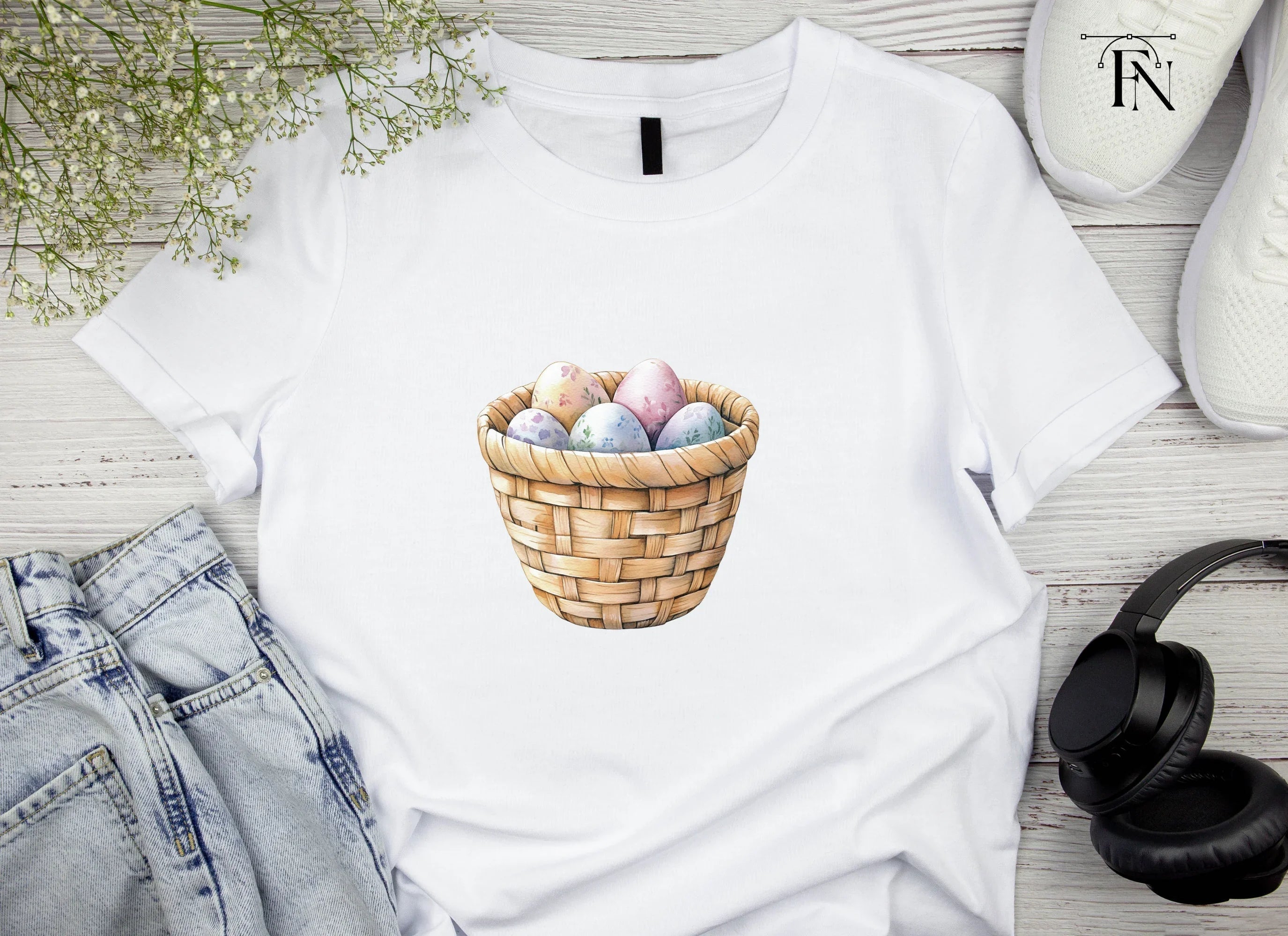 Easter Eggs in Basket Clipart Bundle
