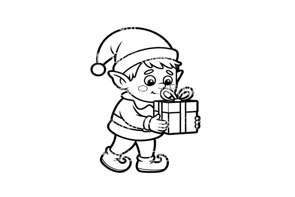Christmas Elf With Gift Coloring Books