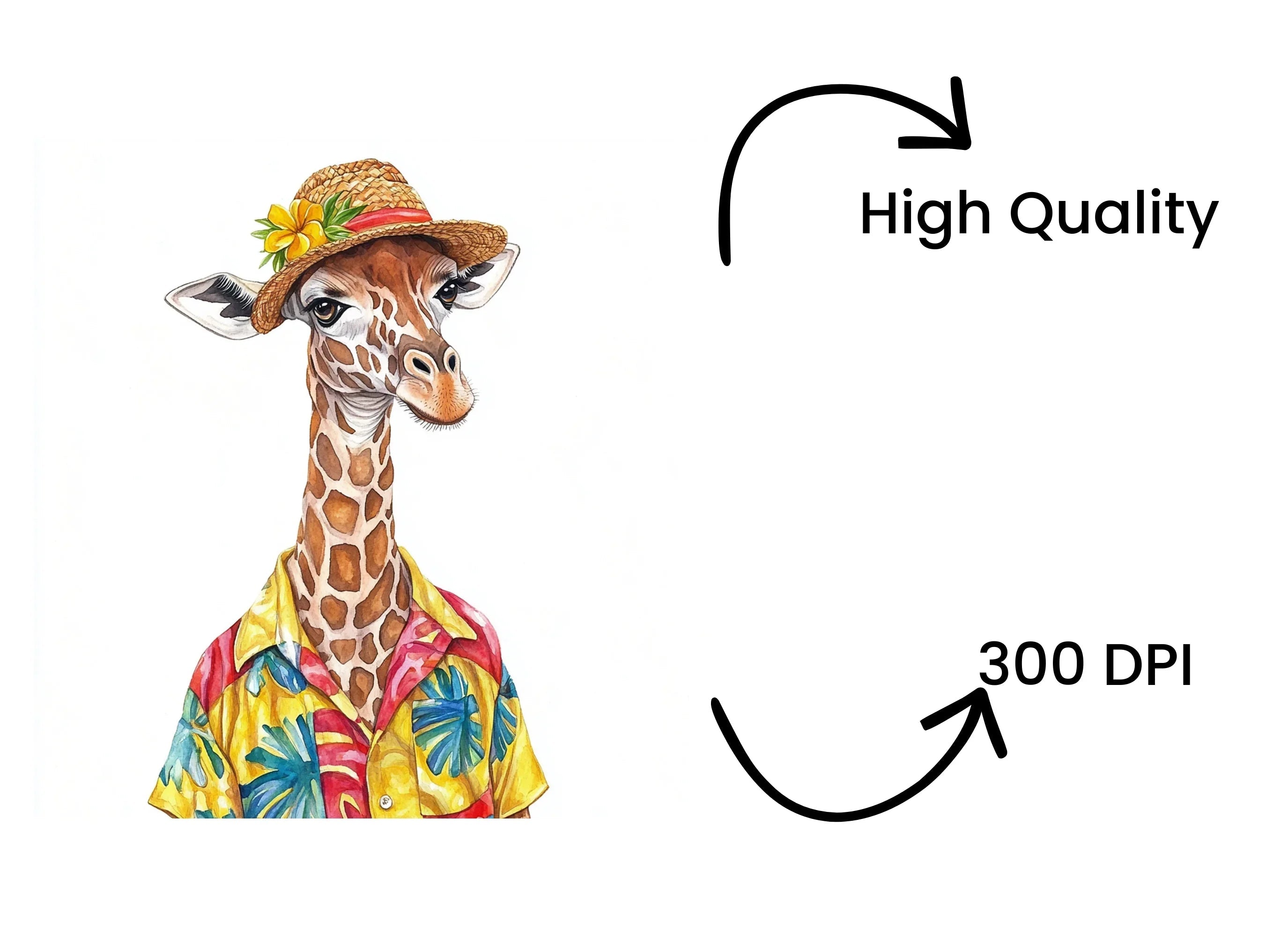 Giraffes in Hawaiian Shirts Clipart Bundle