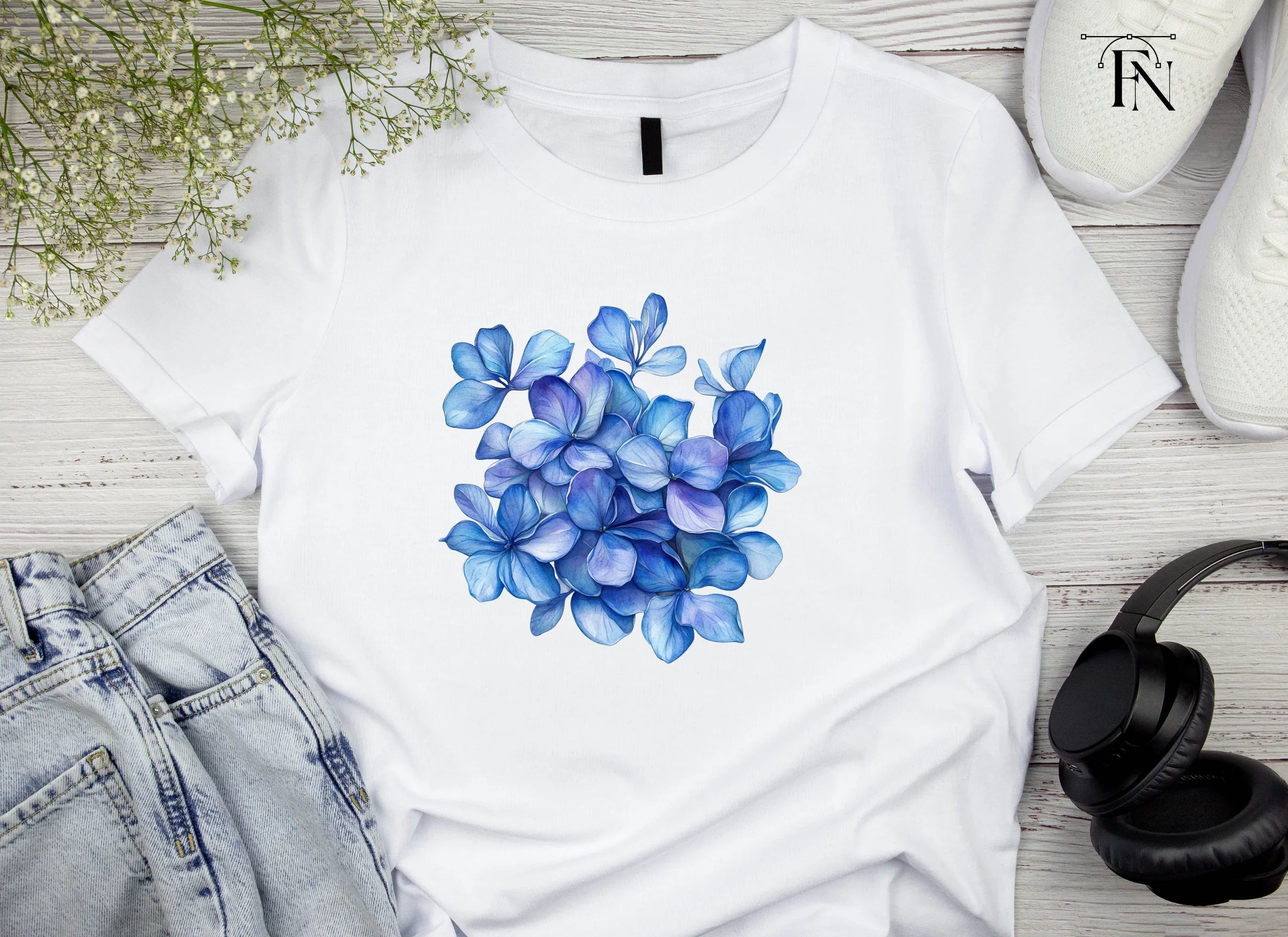 Blue Succulent and Leaf Clipart Bundle