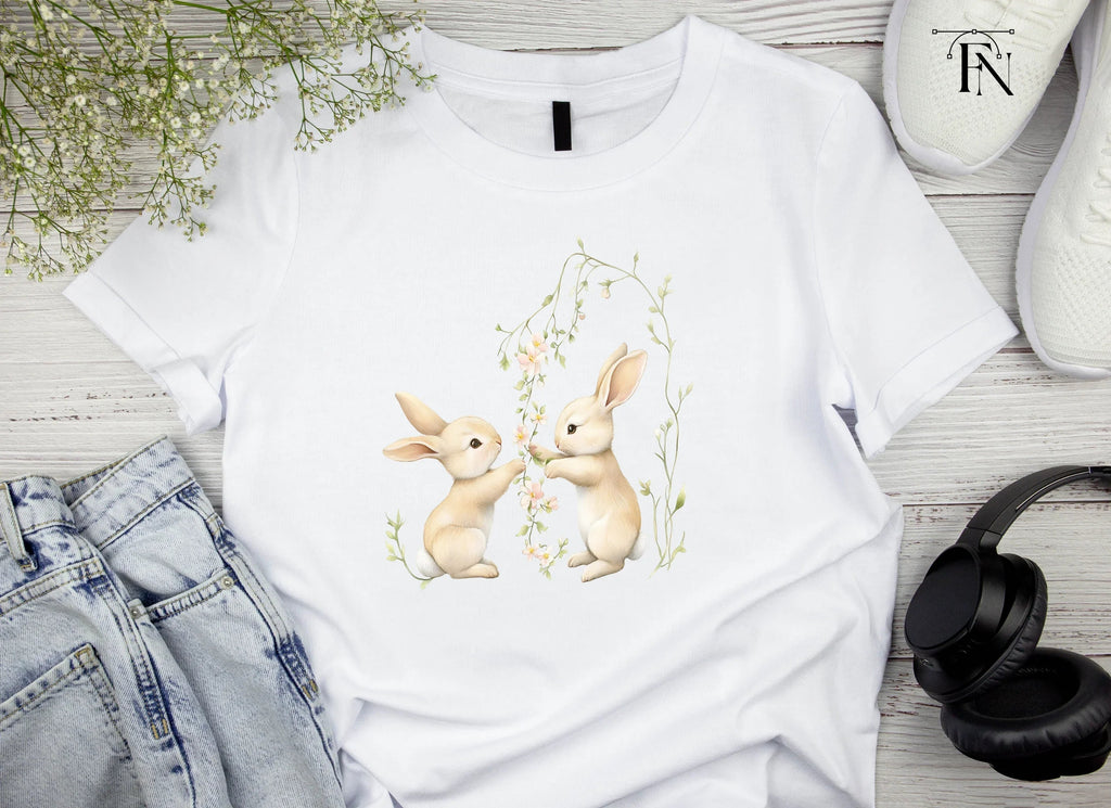 Baby Bunnies with Floral Vines Clipart Bundle