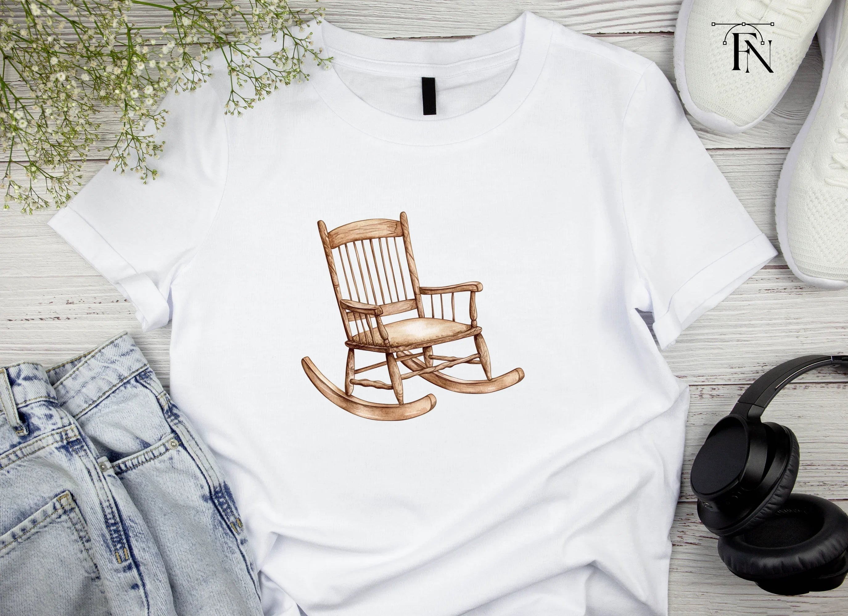 Vintage Wooden Rocking Chair Clipart Bundle