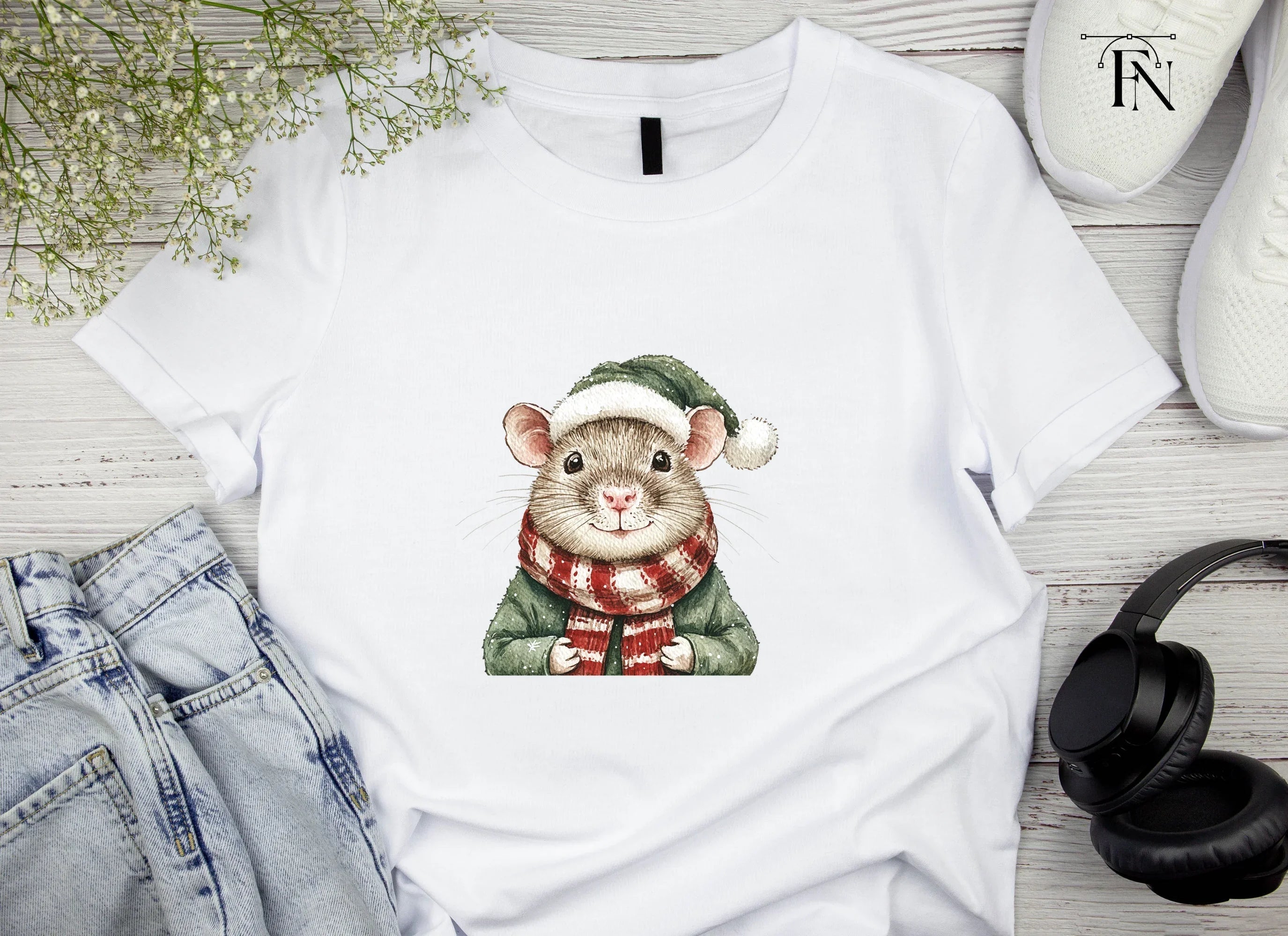 Cute Christmas Mouse Clipart Bundle