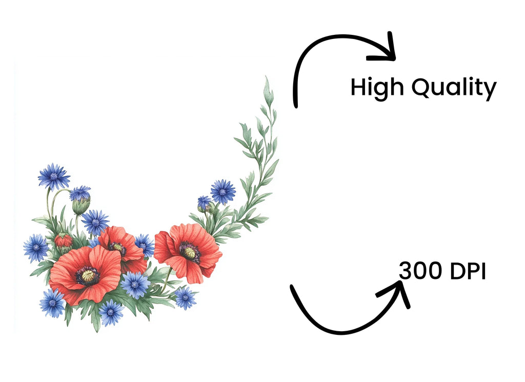 Poppy Cornflower Corners Clipart Bundle