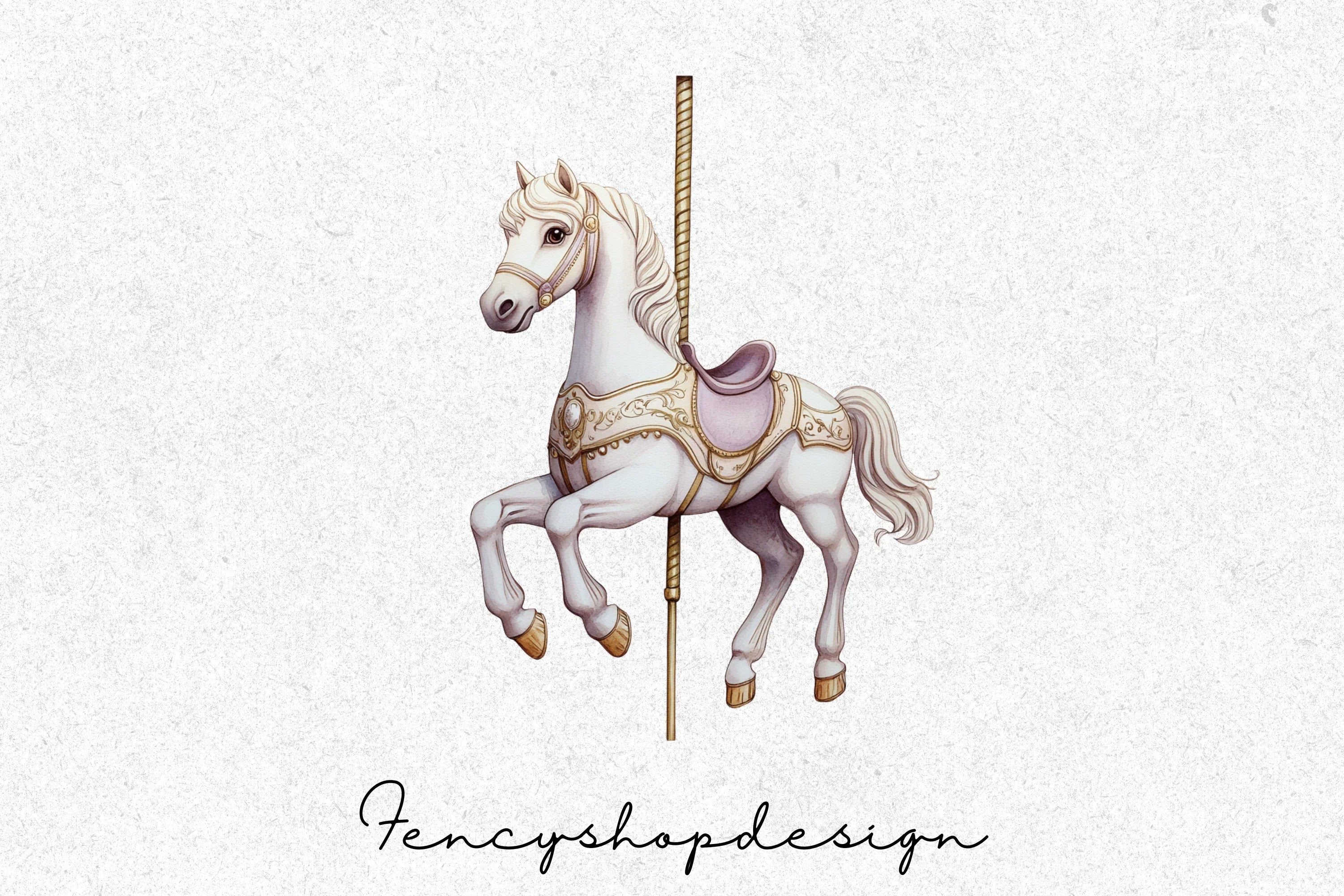 Elegant Carousel Horse and Unicorn Clipart Bundle