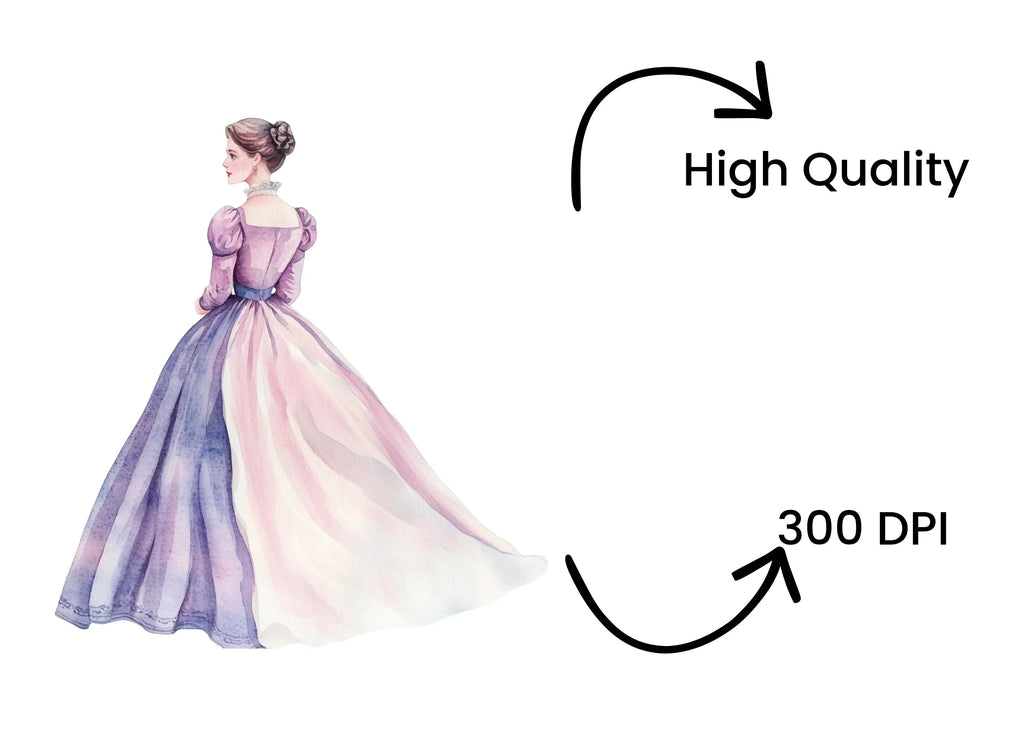 Regal Victorian Gown Clipart Bundle